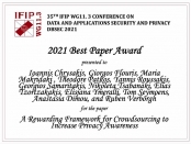 Best Paper Award at DBSEC 2021